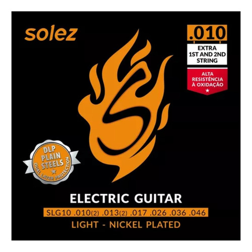3 Encordoamentos Guitarra Solez 0.10 Slg10 Light + Corda 1/2