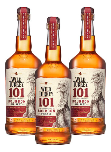 Pack De 3 Whiskey Bourbon Wild Turkey 101 750ml