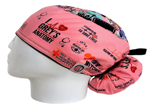 Gorro Quirúrgico Greys Rosa Antifluido + Lanyard 