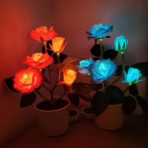 - Luz Led Rosa Flor Con Energía Solar Al Aire Libre