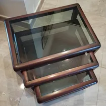 Comprar Trio De Mesas De Madera Y Vidrio