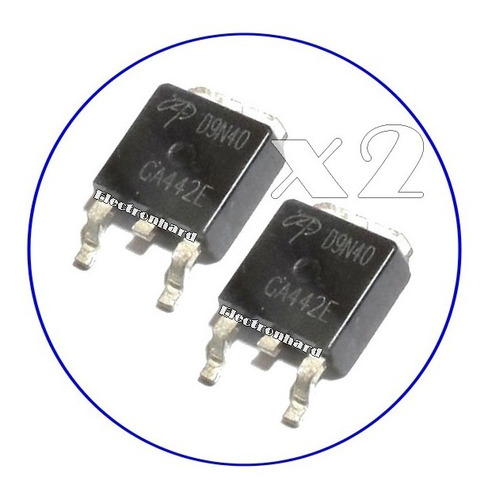 Imagen 1 de 3 de Set X 2 D9n40 Aod9n40 Mosfet Canal N 125w 8a 400v To-252