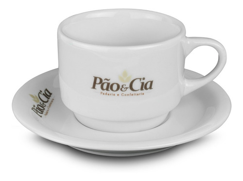 24 Xicara Chá Hotel Com Pires 160 Ml Porcelana Personalizada
