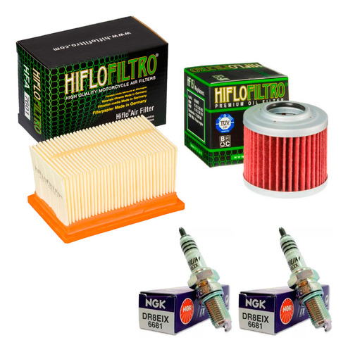 Kit Filtro De Ar E Óleo Hiflo, E 2 Velas Iridium Bmw G650 Gs