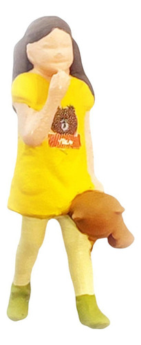 Figuras De Diorama Pintadas 1/64, Muñeca De Niña Amarillo