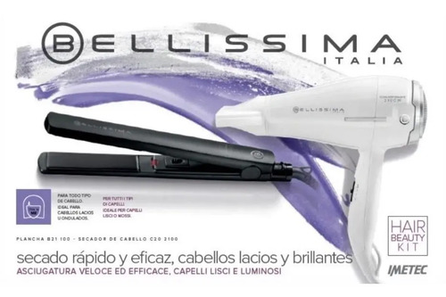 Combo Secador C20 2100w + Planchita Bellissima B21 100 | Envío gratis
