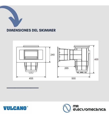Imagen 6 de 10 de Kit Vulcano Pileta Hormigón: Skimmer 38 Cm. + Accesorios