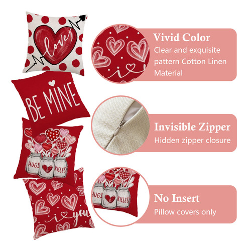 Fundas Cojines Decorativos Día De San Valentín Juego De 4