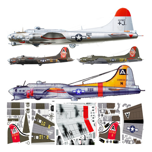  Bombarderos B-17 Flying Fortress Pack X9 Papercraf (x Mail)