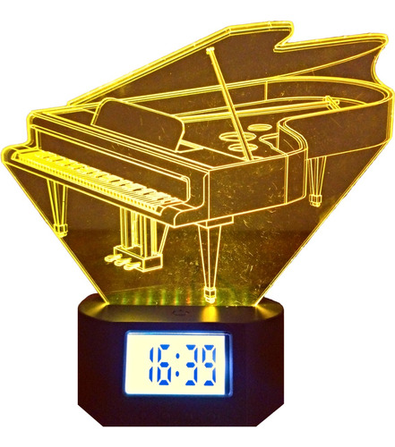 Lámpara Reloj Ilusión 3d De Piano Teclado 7 Colores Led