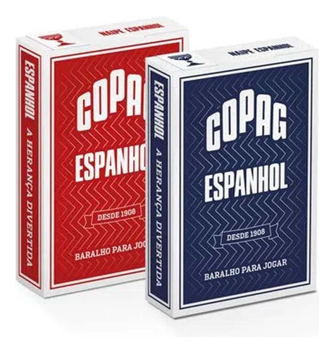 Kit Baralho Espanhol Tradicional Copag Naipe Convencional Cor Do Dorso Azul E Vermelho Idioma Português