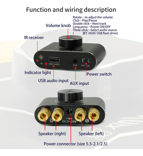 Amplificador De Potencia Bt 50w+50w Amplificador De Sonido I