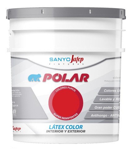 Látex Polar Color Rojo Caribe 0,5lt Sanyo Jafep Envíos