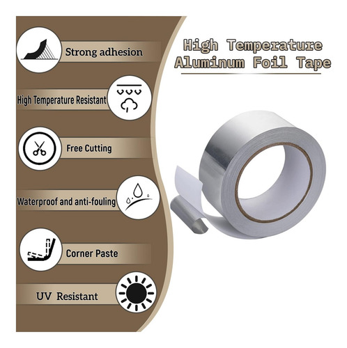 Foil De Aluminio Qoqooice Cinta De Conducto Plateado De 2 99