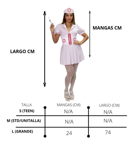 Disfraz Vestido Enfermera Clasico Con Accesorios Dama