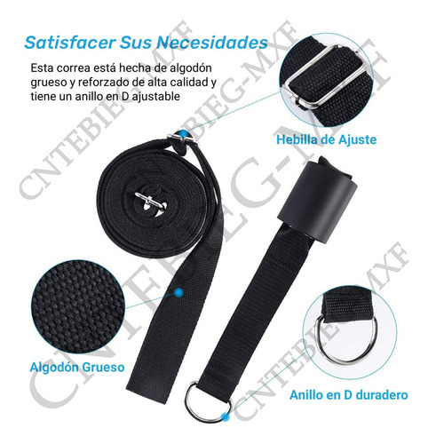 Correa Estiramiento Piernas Puerta Flexibilidad Ballet Yoga Color Negro