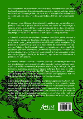 Desafios do desenvolvimento rural sustentável: o caso prático de uma microbacia, de Dornelas, Myriam Angélica. Editorial Appris Editora e Livraria Eireli - ME, capa mole em português, 2021