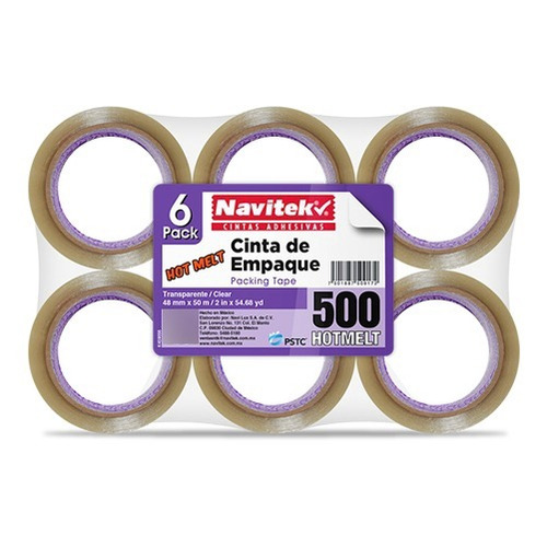 Cinta De Empaque Transparente Navitek 48mmx50m C/6pzs