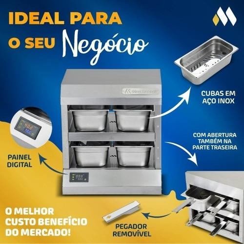 Imagem 2 de 2 de Conservador De Proteínas 4 Cubas Em Aço Inox