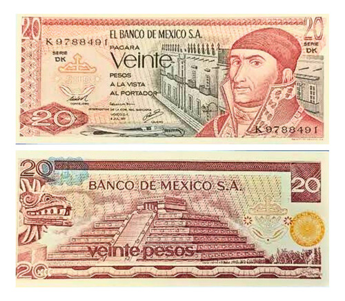 Billete Antiguo De Colección $20 Pesos Morelos Sin Circular
