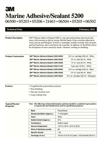 3m Marine Calcomanía Sellador 5200 (05203) Unión