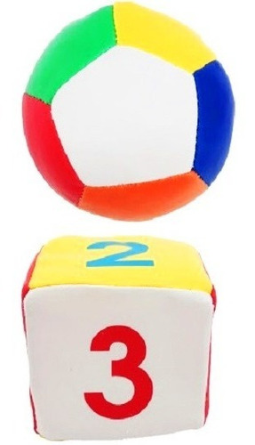 Imagem 2 de 5 de Kit Sensorial Bola E Dado Colorido Baby Kids Fofinho 2 Peças
