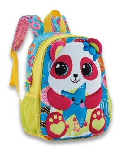 Mochila Escolar Infantil Menina 3d Panda Color Estrela 