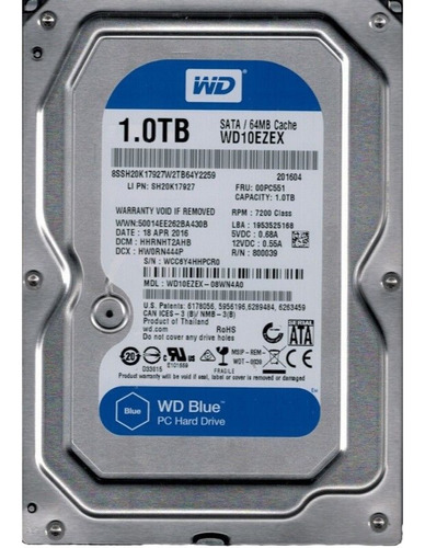 Disco Rigido 1tb Western Digital Wd10ezex Belgrano