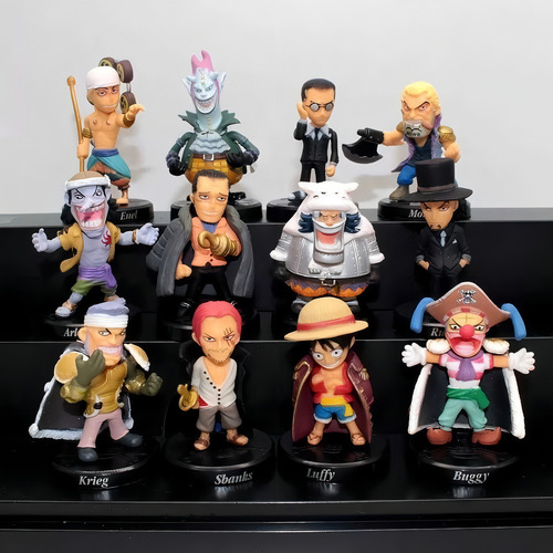 Kit 12 Bonecos Action Figure One Piece Luffy Kuro Enel Krieg