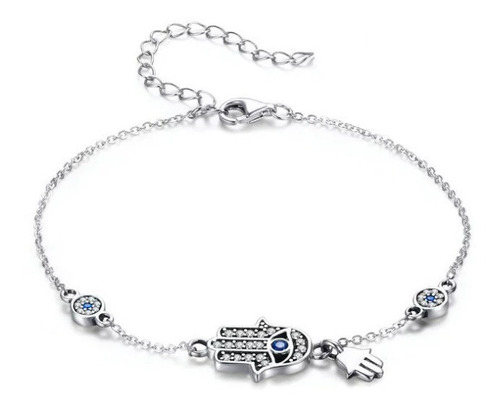 Pulsera Para Mujer Fatima Ojo Azul Protección En Plata 925