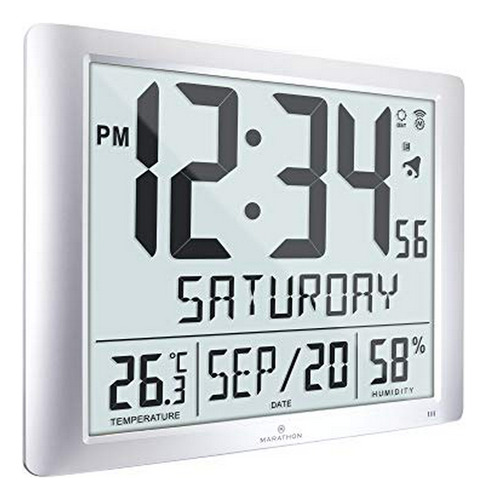 Marathon Cl030061-fd-bk Reloj De Pared Con Calendario Comple