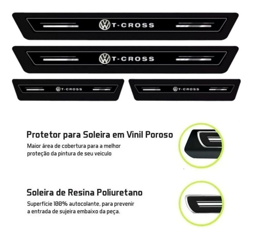Imagem 2 de 5 de Kit Soleira Protetora Porta Novo T-cross Sense 2022 Original