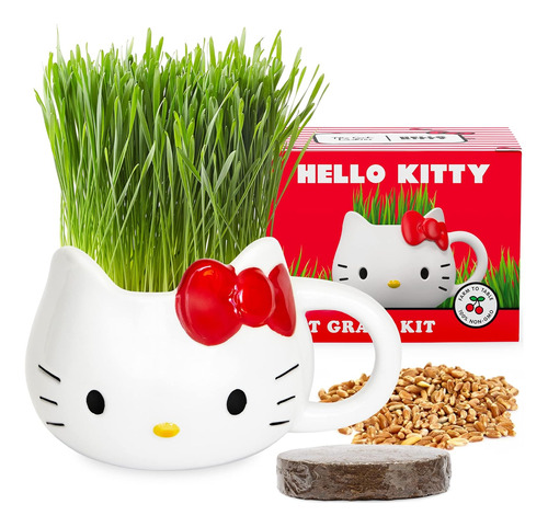 Hello Kitty Kit De Cultivo De Césped Orgánico Para Gatos Con