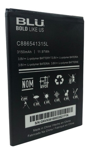 Batería Blu Vivo Xl C886541315l (3.8v-3150mah) 11.97w