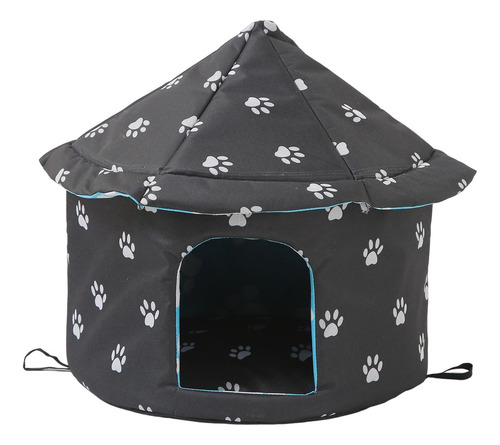 Refugio Para Gatos Callejeros Impermeable Redondo S Negro