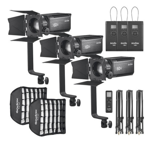 Godox S60bi-d Kit De Foco Com 3 Luzes