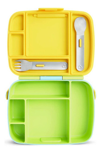 Lancheira Bento Box Munchkin Com Talheres Amarelo/azul