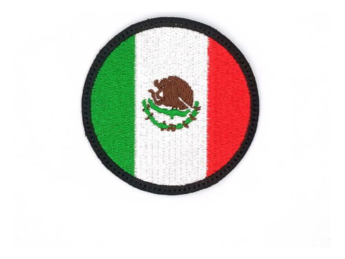 Parche Bordado Bandera México Termoadherible Circular