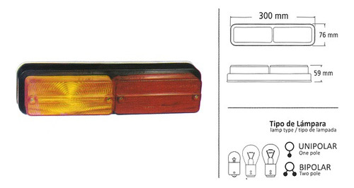 Juego X2 Par De Faros Traseros 1230 Rectangular Baiml