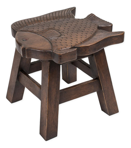 Sea Island Imports Fish Stain Design Tallado A Mano Acacia H