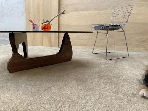 Mesa Noguchi De Madera Con Vidrio 10 Mm Hormigaemergente