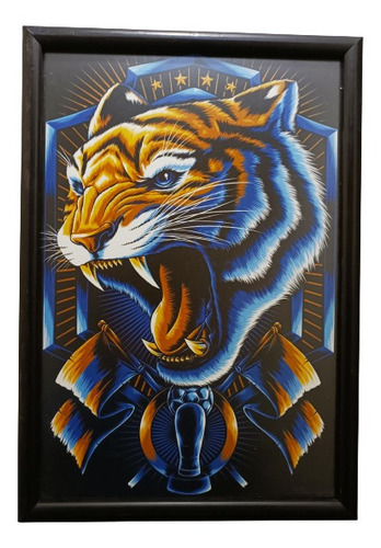 Tigres Uanl Póster Enmarcado 50 X 35 Cms
