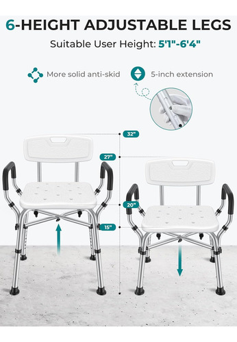 Silla De Ducha Vfauosit Para Ancianos Y Discapacitados 550 L
