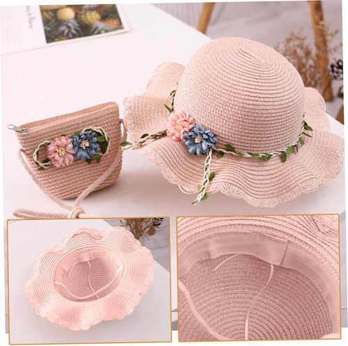 Moo Lote De 2 Sombrero De Sol Y Mochilas De Paja For Los