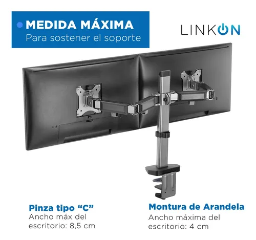 Soporte Brazo Articulado Doble Monitor Linkon Escritorio Negro