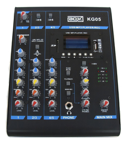 Mesa De Som Boxx Kg05 5 Canais Com Efeitos E Gravação Live Bivolt