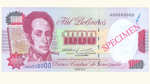 Venezuela, 1000 Bolívares, Julio-30-1992 Serie A8, Unc.