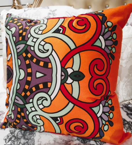 Fundas De Cojines Reversibl Bohemios Con Rellenos 45cm 1par