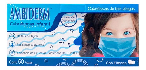 Cubre Boca Para Niños Ambiderm Sin Diseños 200 Pz