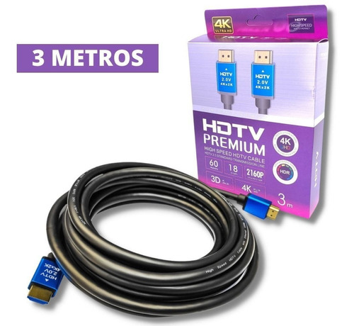 Cable Hdmi macho a hdmi macho 3 Mts Largo 2.0 calidad Premium Hdr 4k Uhd Arc 32 Canales MTS-HDMI4K300 amitosai